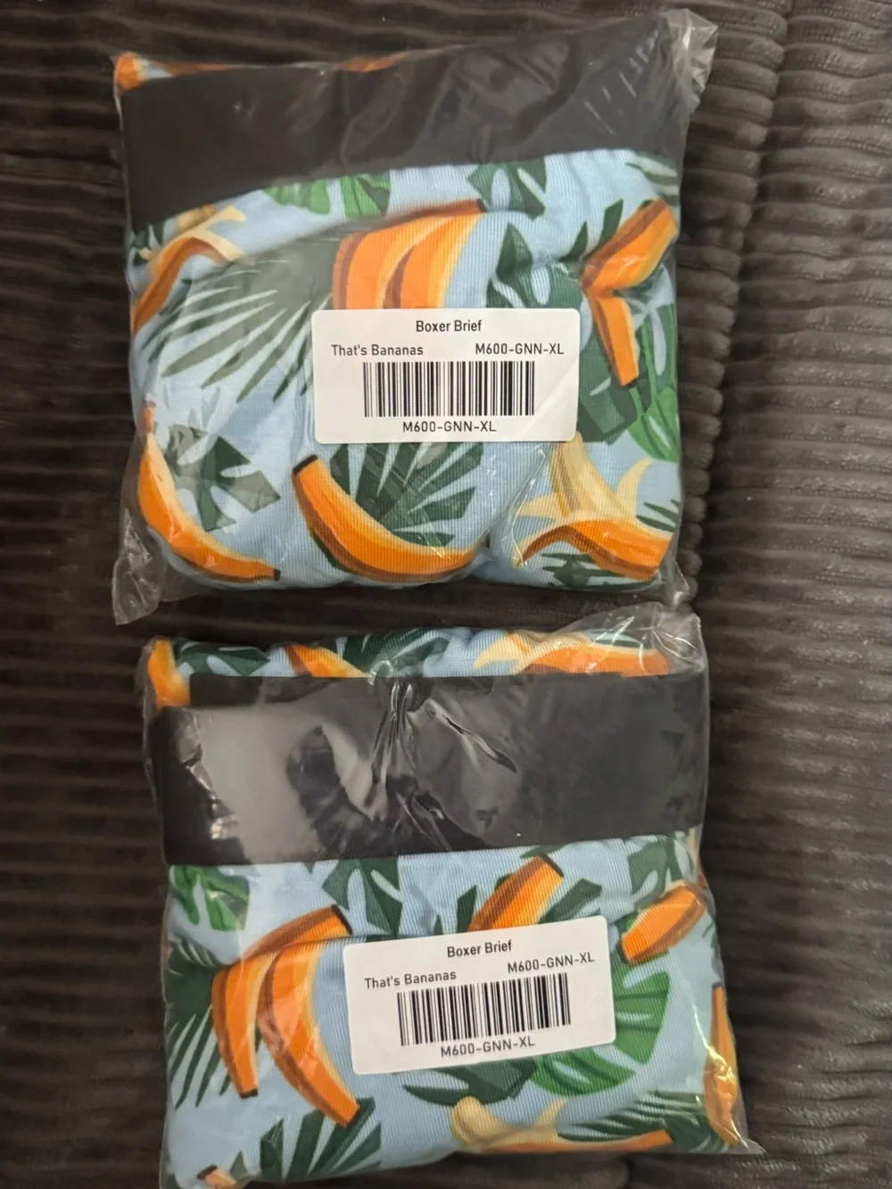 MeUndies Men’s Boxer Briefs - Light Blue with Orange Banana Print